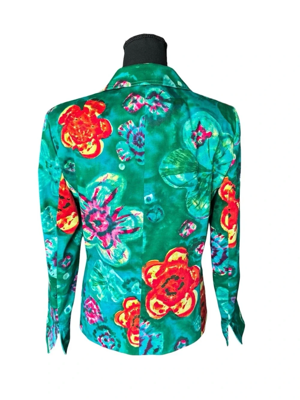 Harvé Benard Floral Blazer Jacket Size 10 Artsy Botanical Cotton Stretch Career